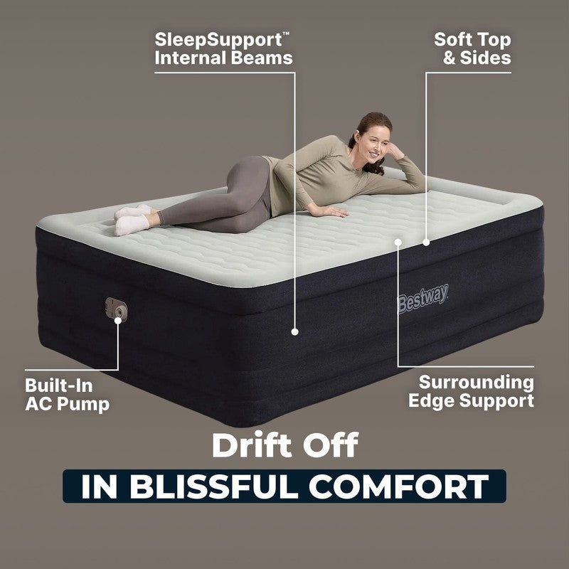 Queen Air Mattress 24in with Built-In AC Pump Comfortable Sleep Support7