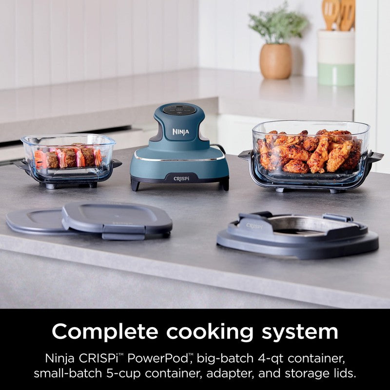 Crispi 3-in-1 Portable Air Fryer, 4QT & 5 Cup, Denim Blue FN100ND1