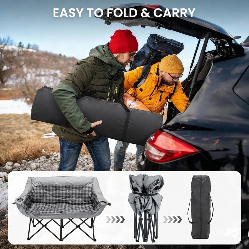 Oversized Double Camping Chair - 2-Person Heavy Duty Folding Chairs for Outdoor 6