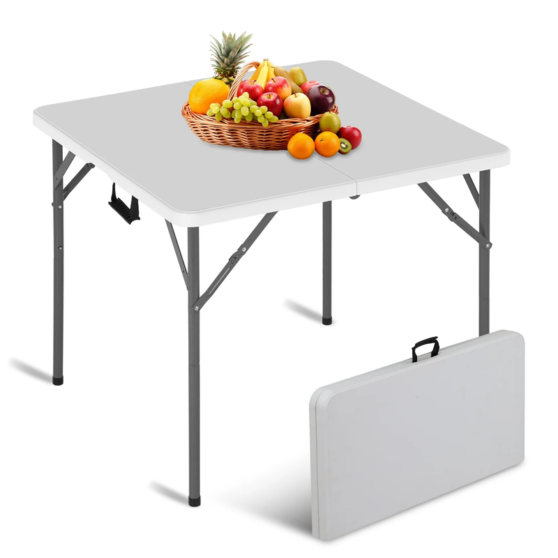 34 Inch Square Folding Card Table Portable Plastic Outdoor Dining Table White7