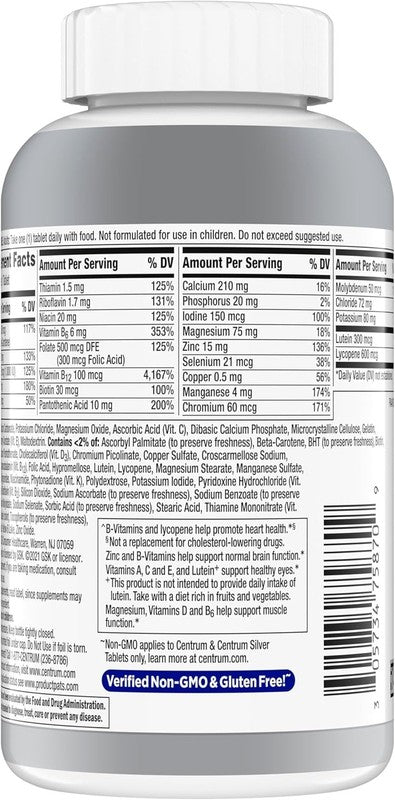 Silver Men's 50+ Multivitamin with D3 & B-Vit for Memory - 200 Tabs10