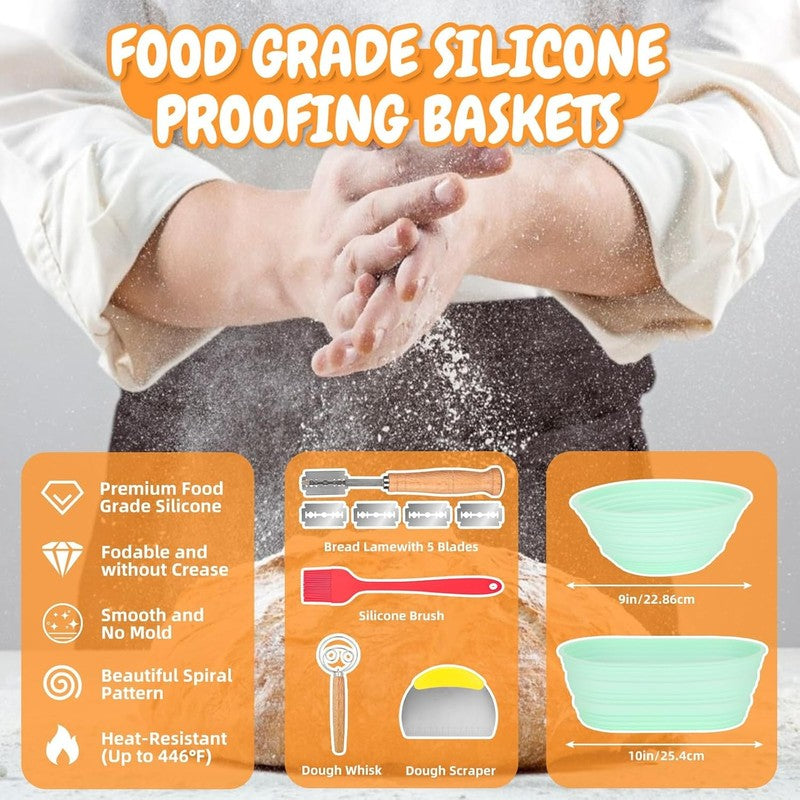 Complete Sourdough Starter Kit 35oz Jar, 15PCS Baking Supplies, Silicone Baskets3