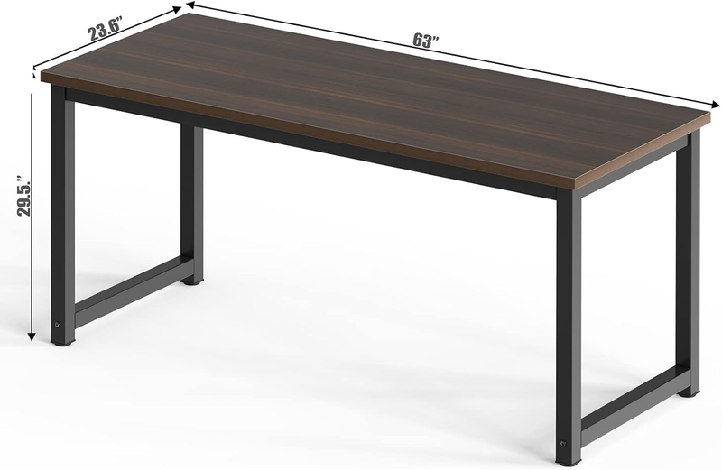 63'' Large Office Desk 2 Person Computer Table Wide Writing Desk Black/Chocolate1