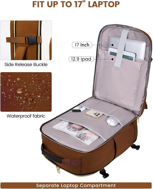 40L Travel Backpack Carry On TSA Approved 17in Laptop 3 Packing Cubes7