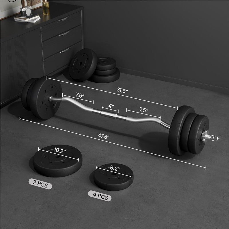 55 Lb Olympic Barbell Weight Set for Gym Lifting Exercise Workout, Black2