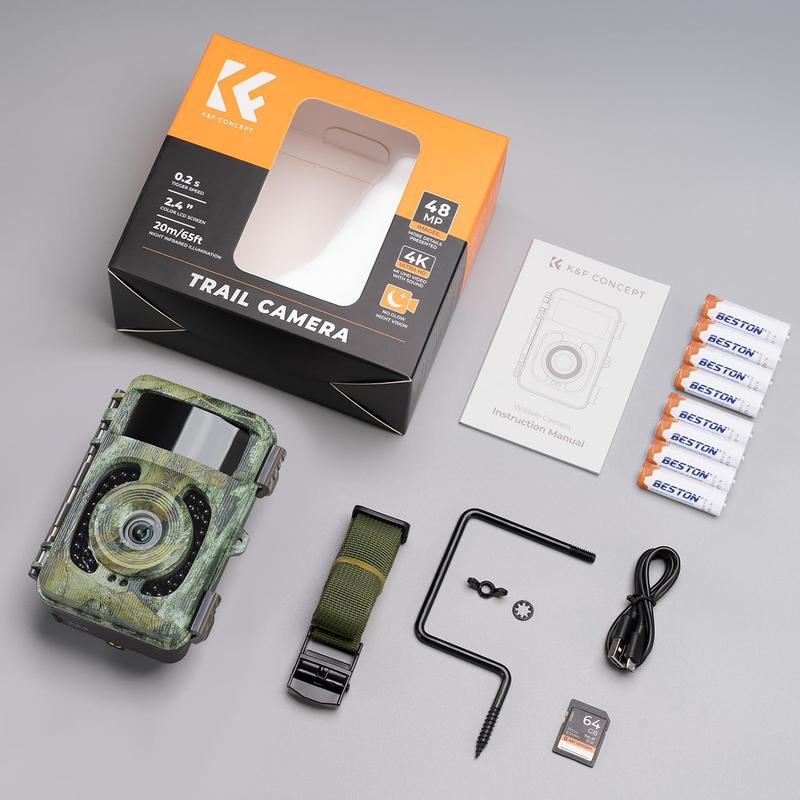 4K 48MP Trail Camera No-Glow Night Vision 0.1S Trigger 120° IP66 LCD Cam8