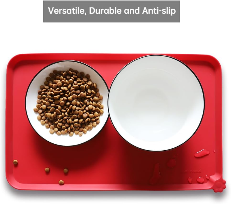 Silicone Pet Feeding Mat Non Slip Waterproof Dog Cat Bowl Mat Classic Red3