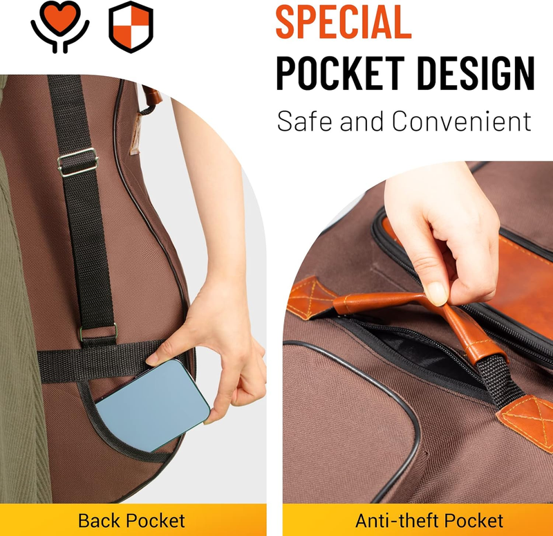 Guitar Bag 40 41 42 in 6 Pockets Guitar Case Water Resistent Oxford Cloth 0.5 in2