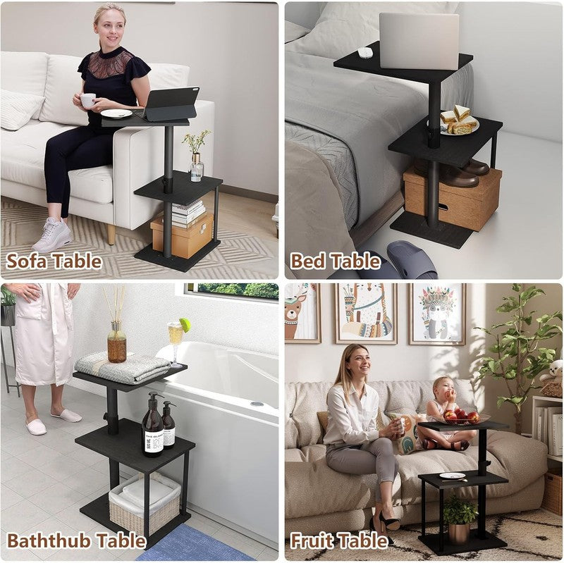Adjustable Swivel C Side Table with Shelf for Couch Recliner Bed Small Spaces1