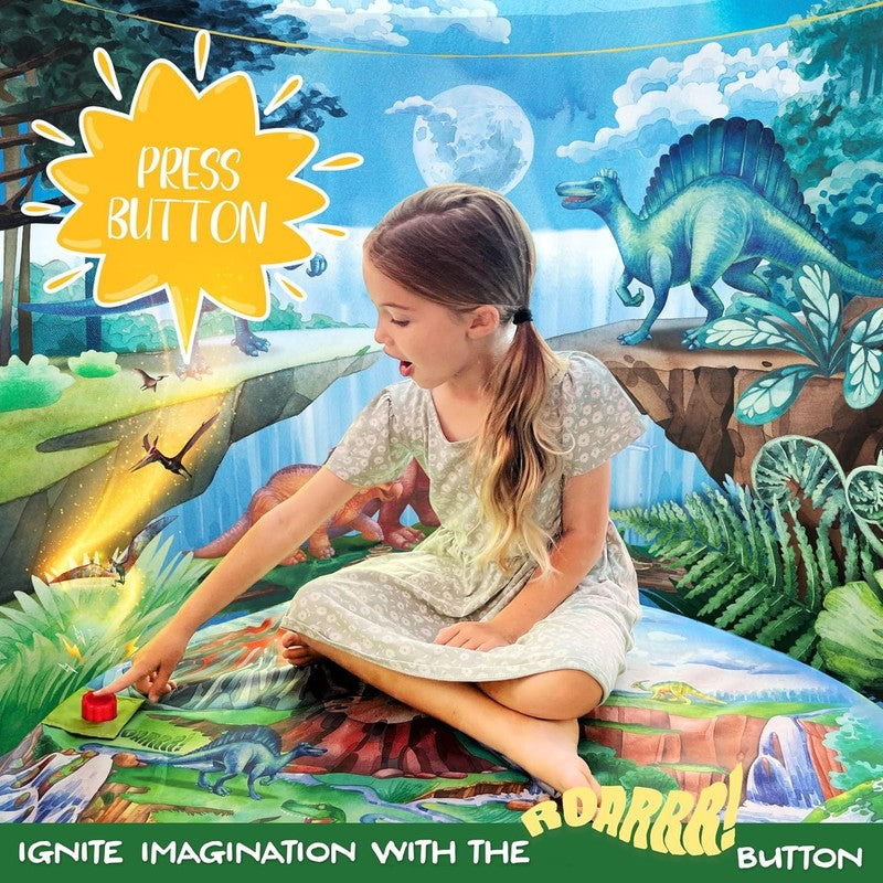 Dinosaur Discovery Kids Tent with Roar Button, Dinosaur Toys and LED Lights - Ep2