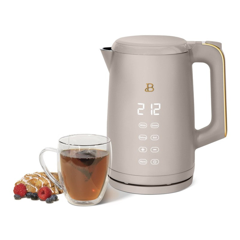 1.7L Electric Kettle 1500W Porcini Taupe by Drew Barrymore, One-Touch3