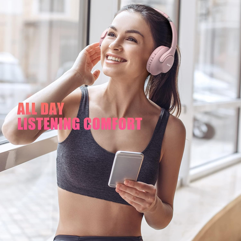 Bluetooth Over Ear Headphones 65H Playtime Wireless Headset Mic Bass2