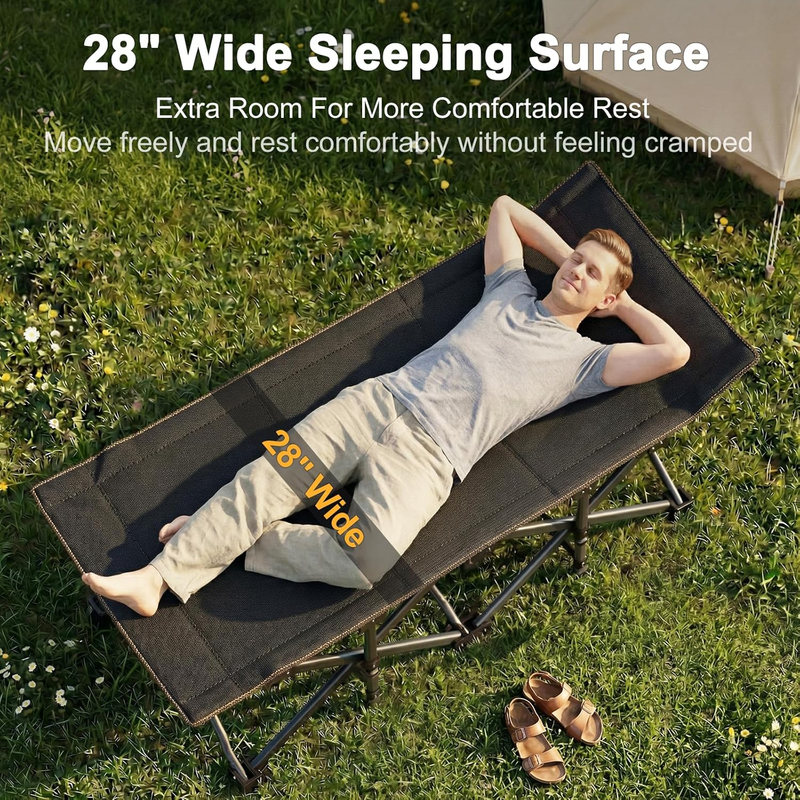 2PK XXL Camping Cot 900LBS Heavy Duty Folding Bed 78x32 w/ Mattress Pad 1200D4