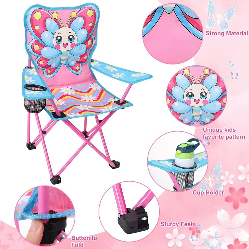 Kids Folding Outdoor Camping & Lawn Chair w/ Cup Holder & Carry Bag2
