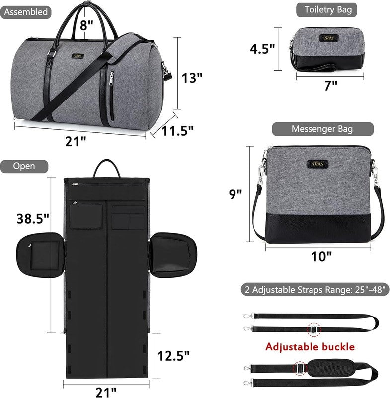 2in1 Garment Duffle Bag Shoe Compartment 4Pc Set Travel Carry On4