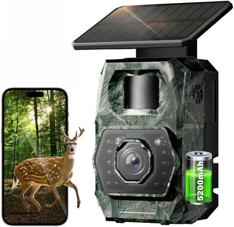 Solar Trail Camera 48MP 30FPS WiFi Night Vision IP66 + 32GB SD Card0