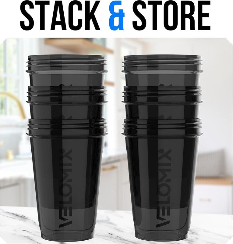  6 PACK  20 Oz Protein Shaker Bottle for Protein Mixes   6X Wire Whisk | Leak Pr5