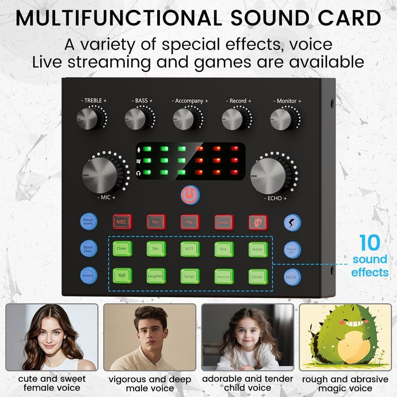 Podcast Equipment Bundle Mic & Voice Changer Audio Interface for Streaming2
