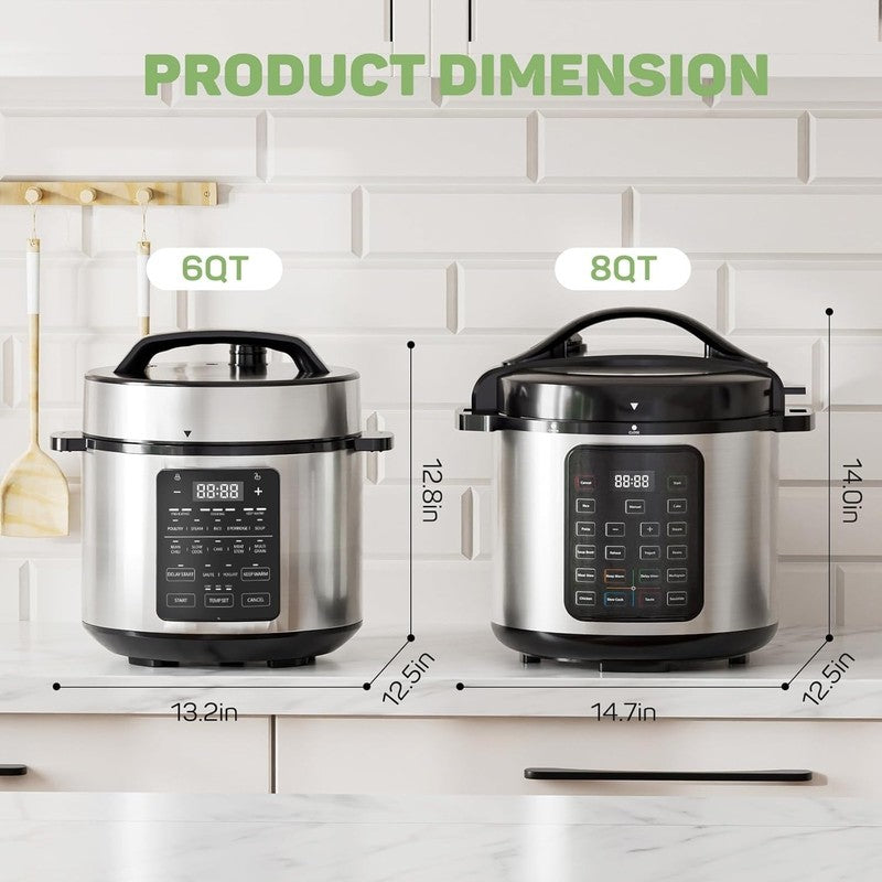6 Quart Electric Pressure Cooker, 12-in-1 Multicooker & Slow Cooker6