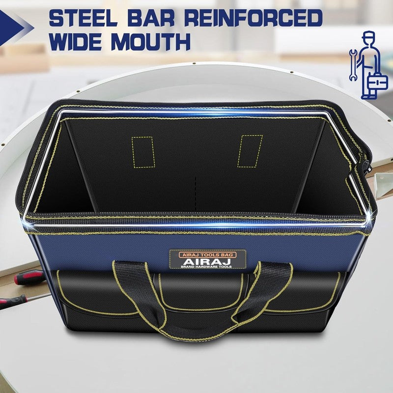 2-Pack Tool Bag Set 18" & 16" Wide Mouth Tote Portable Tool Organizer4