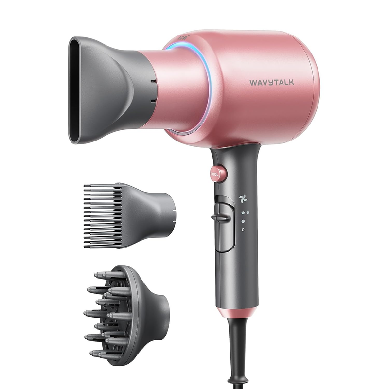 Ionic 1875W Hair Dryer for Curly Hair with Diffuser - Rose Gold & Quiet10
