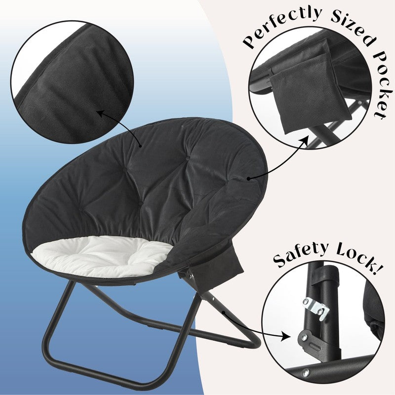 Colorblock Saucer Chair, Black/White, Perfect for Adults and Teens5