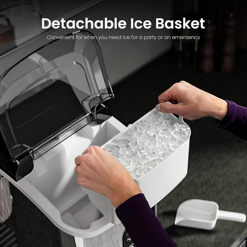 Nugget Ice Maker Countertop 35Lbs/24H Portable Crushed Ice Machine Self-Cleaning3