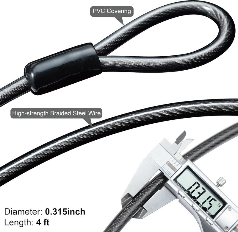 Bike U Lock with 4ft Cable Heavy Duty Anti-Theft 8mm Steel + 3 Keys for Bikes4