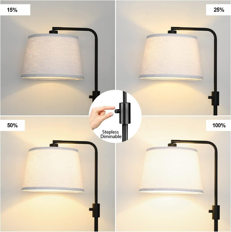 Upgraded Dimmable Arc Floor Lamp with Edison Bulb - Modern Black Design2