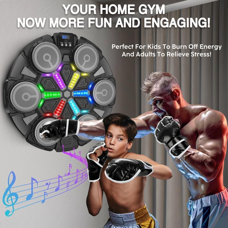 Wall Mounted Music Boxing Machine Bluetooth Punching Pad Kids Adults7