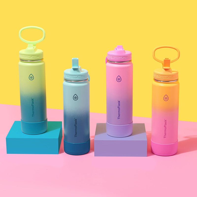 24oz Insulated Water Bottle Stainless Steel Spout Lid Leakproof Hot Cold5