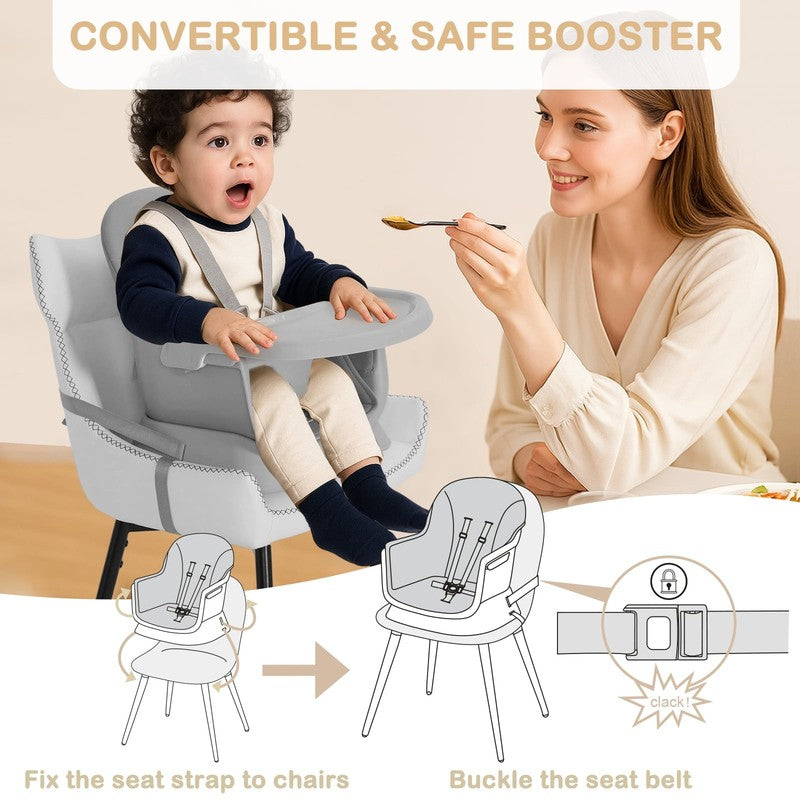 8 in 1 Baby High Chair, Toddler Dining Booster Seat for Eating, Light Grey4
