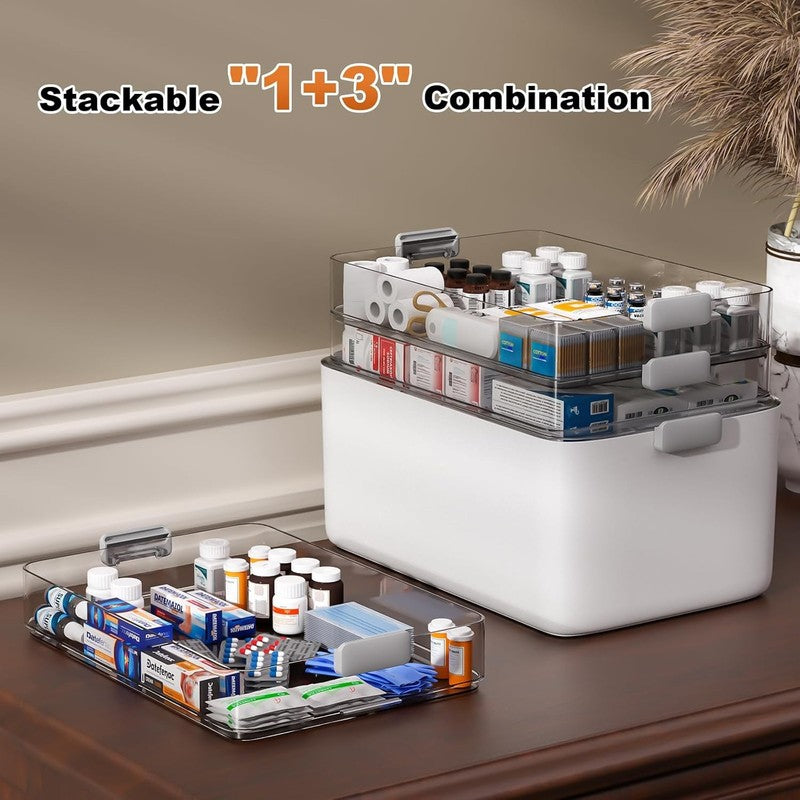 4-Tier Medicine Storage Box Cabinet, Empty First Aid Kit Portable Medical Supply1