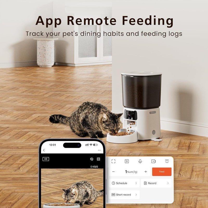 Automatic Cat Feeder with Camera, 4L Wifi Smart Pet Feeder with APP Control, 1083