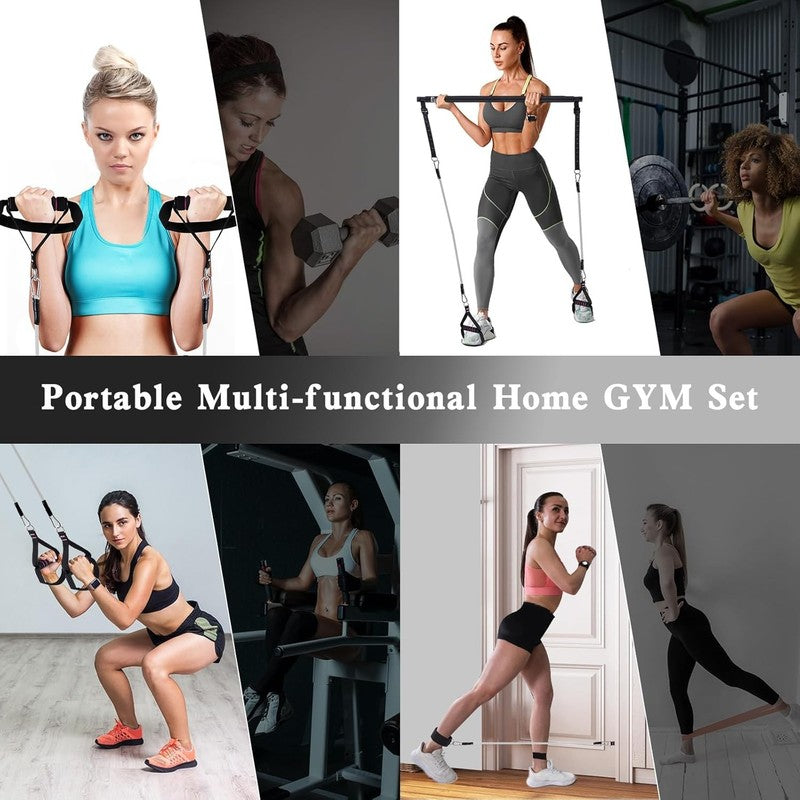 Pilates Bar Kit w/ Stackable Resistance Bands Full Body Home Gym Workout3