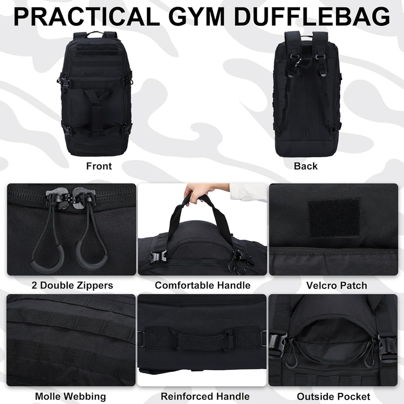 3 in 1 Gym Bag Duffel Backpack Waterproof Travel Sports Camping Gear1