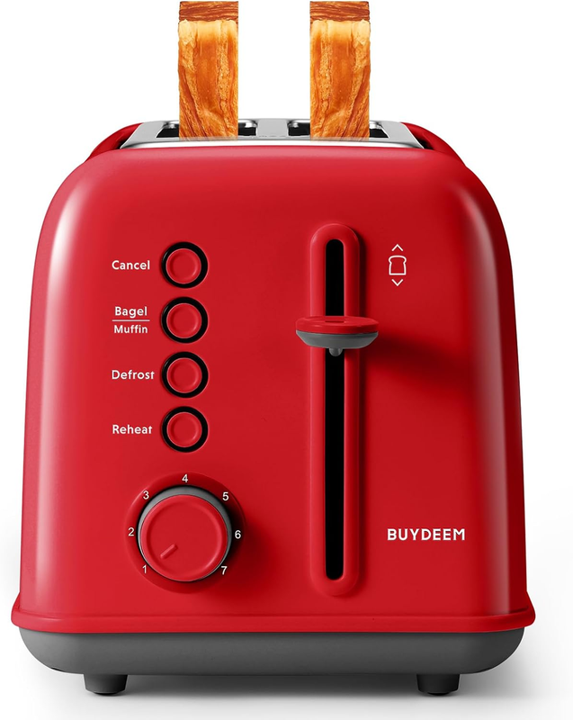 Retro 2 Slice Toaster Extra Wide Slots Stainless Steel 7 Shade Bagel Muffin Red10