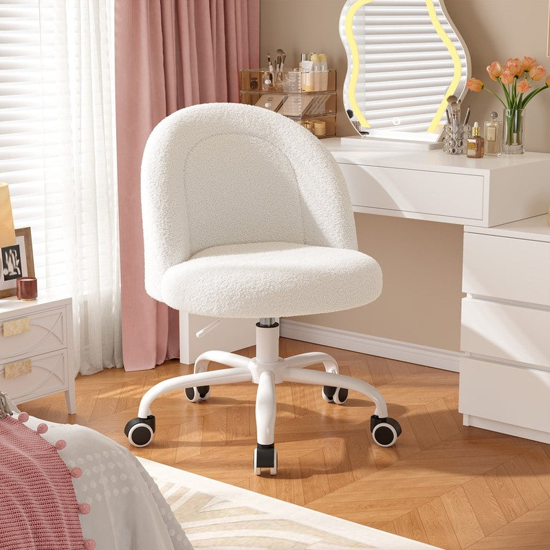 Vanity Chair Height Adjustable Desk Chair with Wheels, Armless Office Chair with5