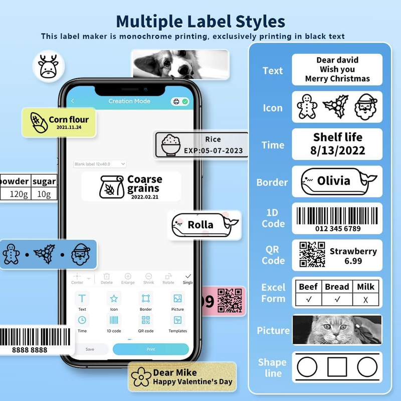 D30 Bluetooth Mini Label Maker Thermal Printer for Home School Office3