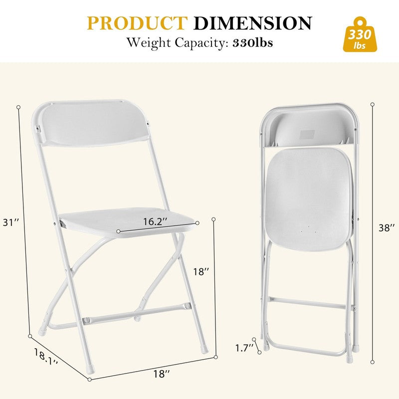 Plastic Folding Chair Set of 4, 330LB Load Capacity Lightweight for Indoor/Outdo2