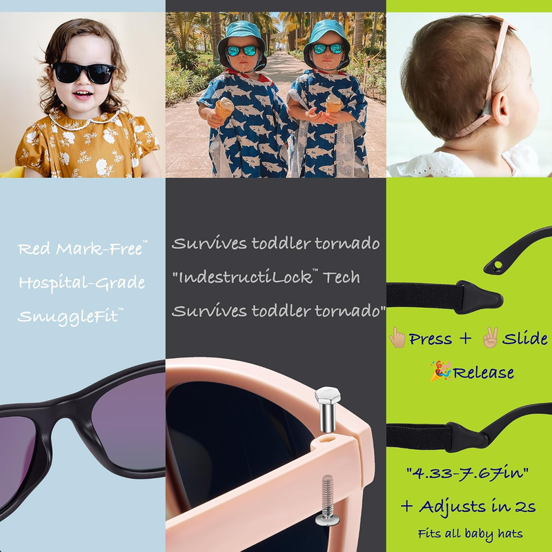   Polarized Baby Sunglasses UV400 Flexible Strap Infant Toddler 0 24 Months4