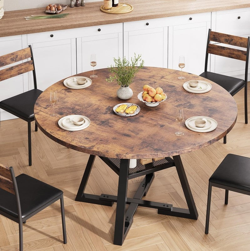 Round Dining Table for 4,Kitchen Dining Room Circle Dinner Pedestal Table,Space 2