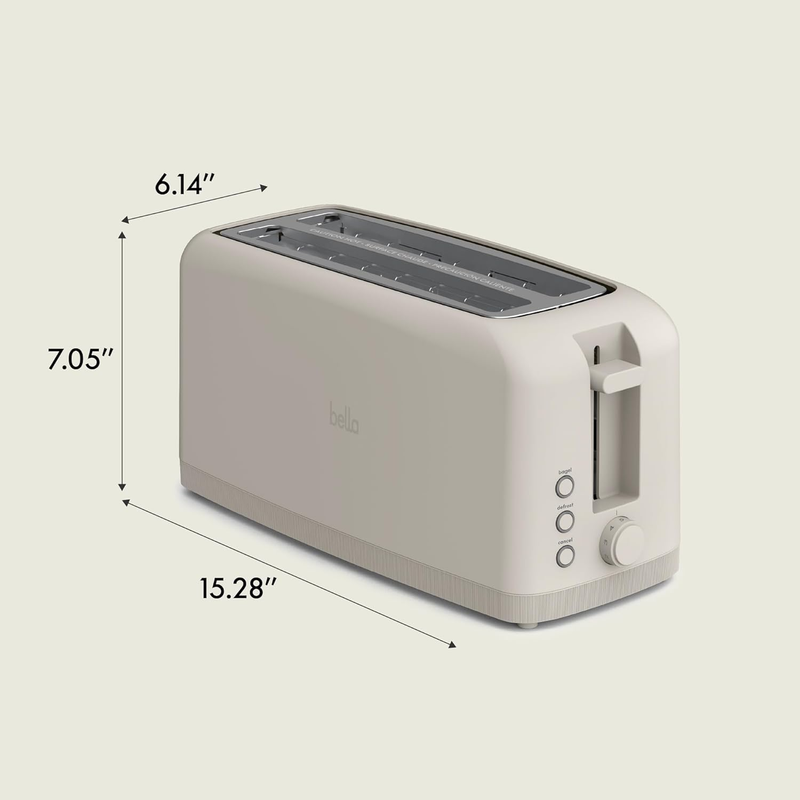 4 Slice Slim Toaster Long Slot 6 Shade Settings 900W Oatmilk8