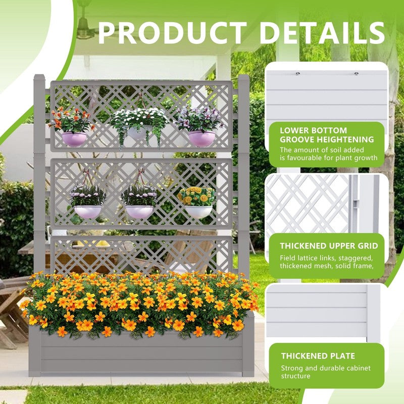Raised Garden Bed with Trellis for Climbing Plants, Raised Herb Garden Bed with5