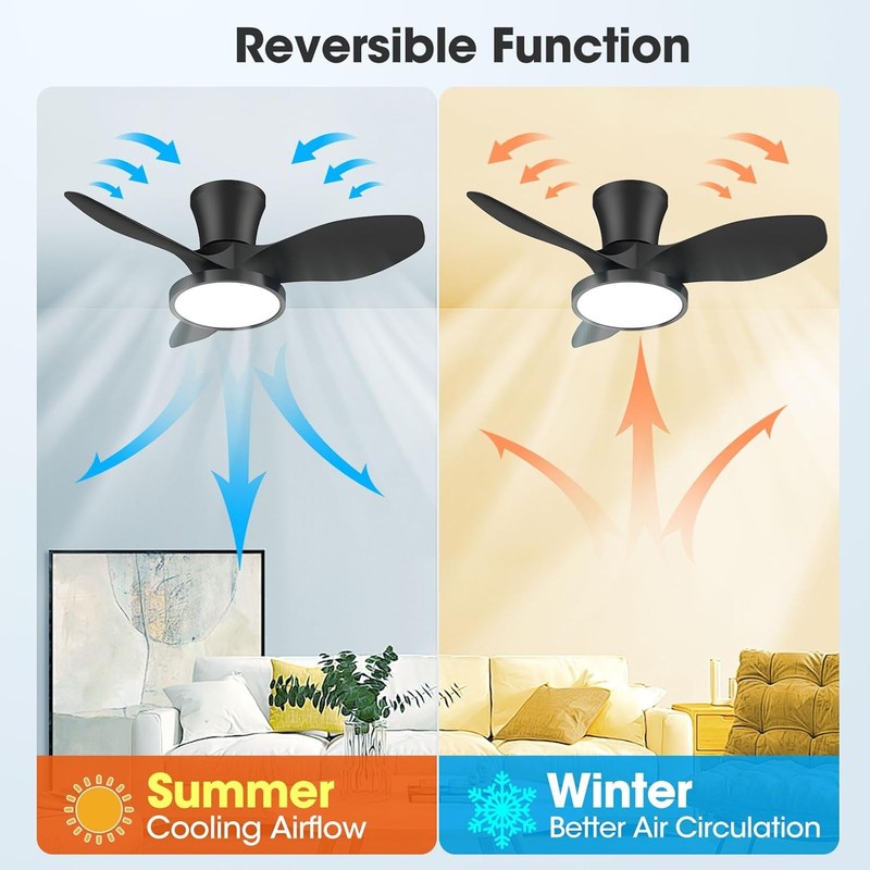 Quiet Ceiling Fan with LED Light DC Motor 32 Inch Large Air Volume Remote Contro6
