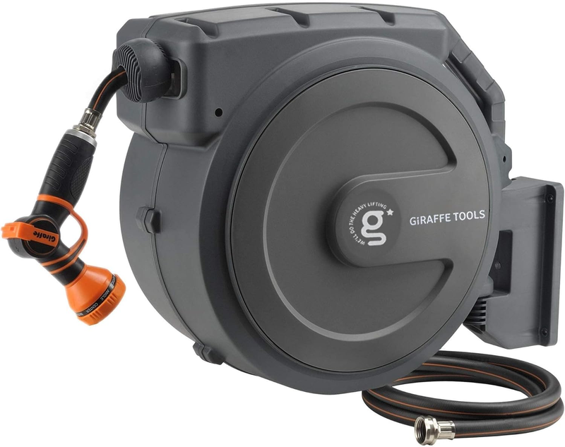 Retractable Garden Hose Reel 1/2 Inch X 130 Ft, Super Heavy Duty, Any Length Loc8