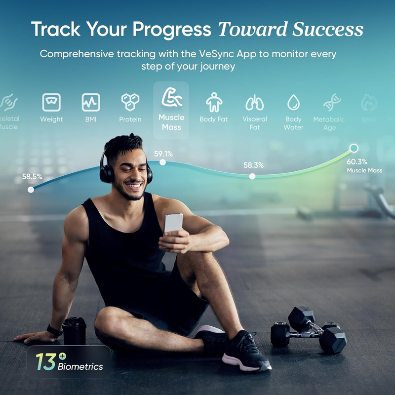 Smart Body Weight Scale BMI Body Fat Muscle Mass 13 Metrics Bluetooth FSA5