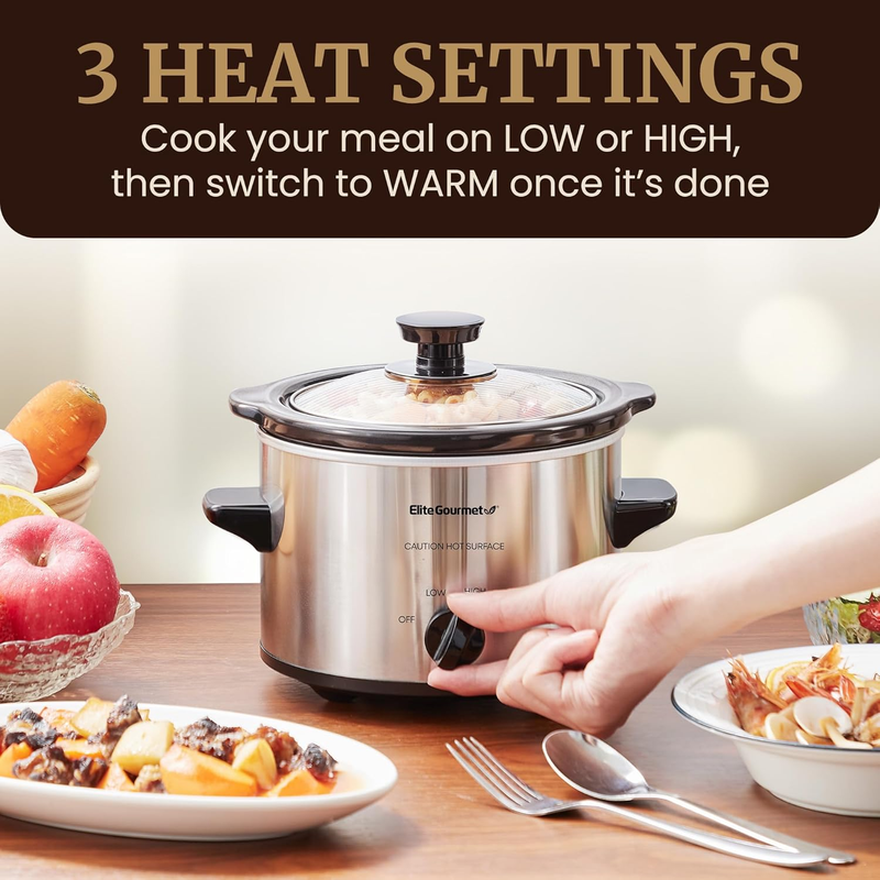 MST-250XS Electric Slow Cooker Ceramic Pot, Adjustable Temp, Entrees, Sauces, St1