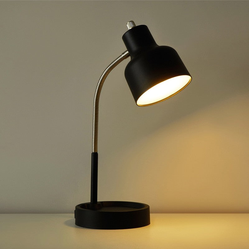 9.5in Energy Efficient LED Desk Lamp Gooseneck Black Glass7