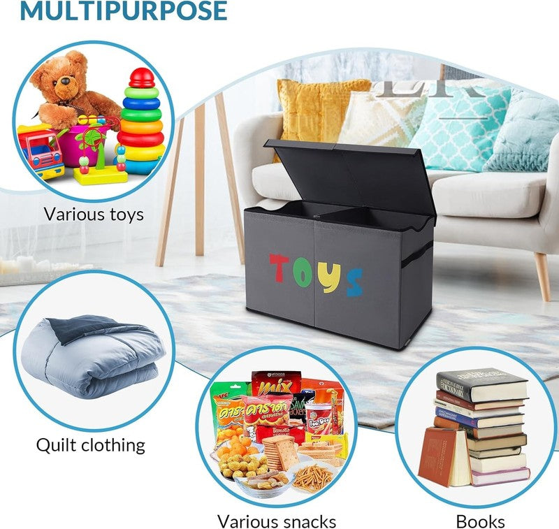 Toy Box Chest Collapsible Kids Storage Bins Organizer Boxes Extra Large Gray4